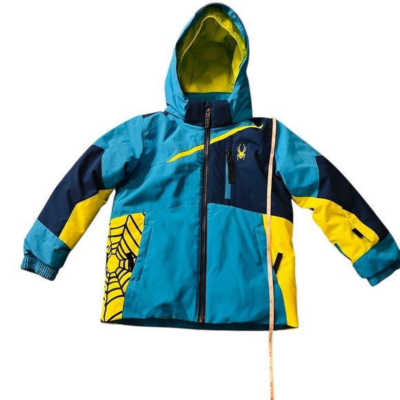 Spyder Vibrant Blue and Neon Green Puffer Jacket Size 4 - Picture 12 of 15